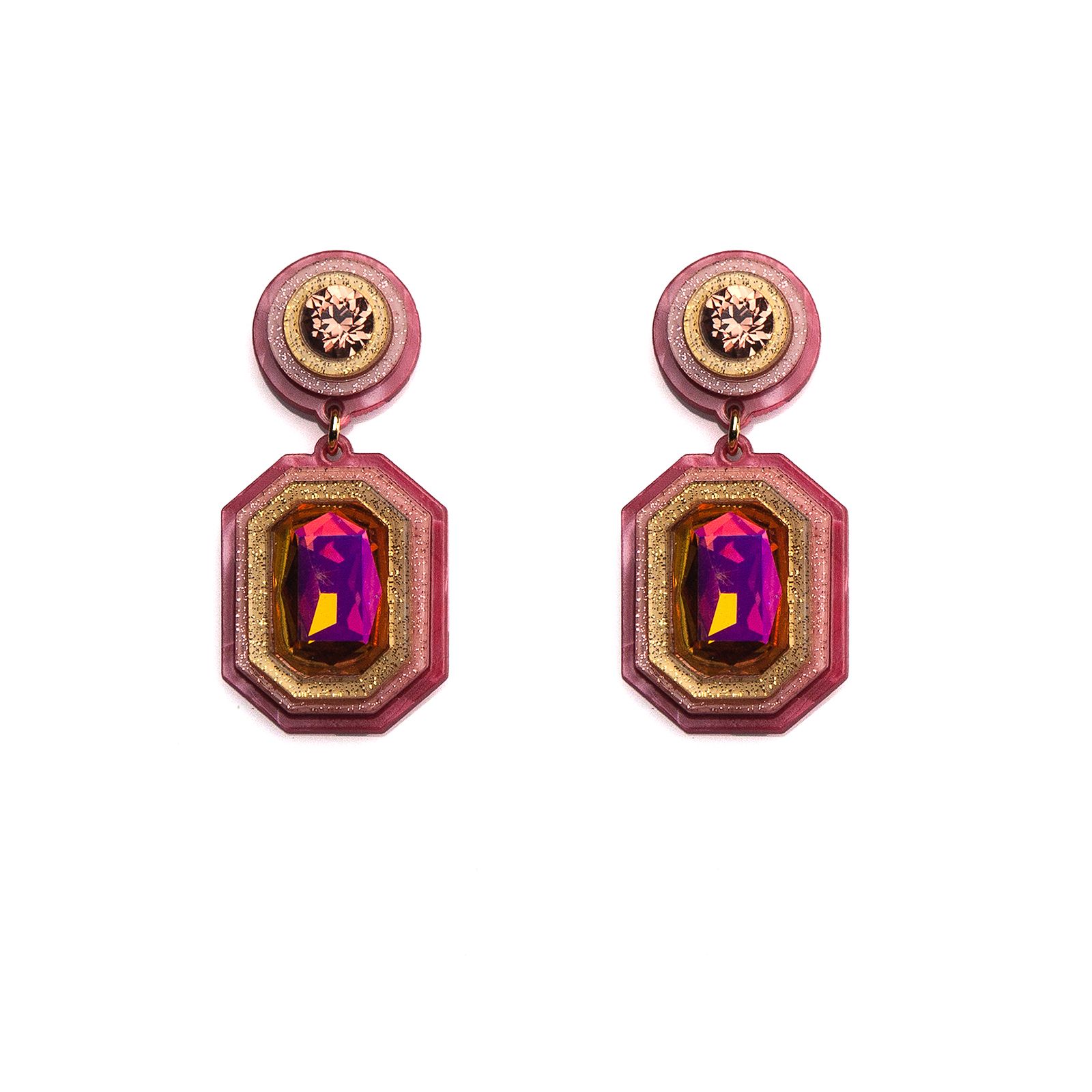 pendientes gema rosa web