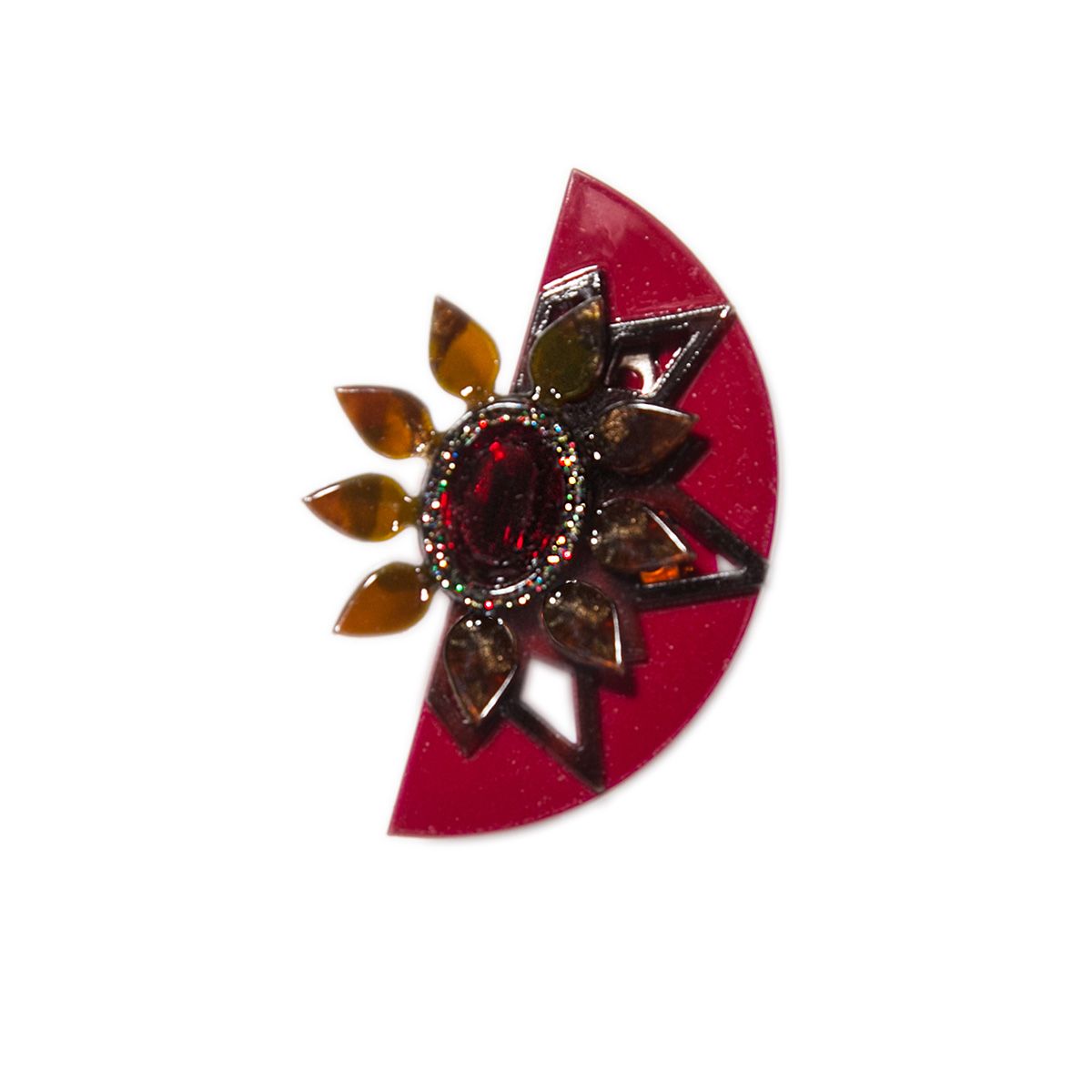 broche girasol burdeos